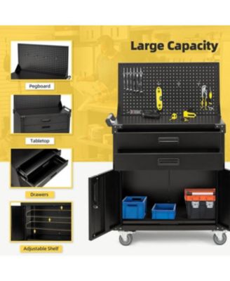 Work Bench for Garage with Pegboard Drawers