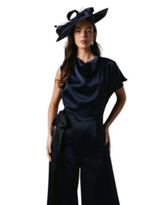 Women's Tie Side Satin Drape Wide Leg Jumpsuit