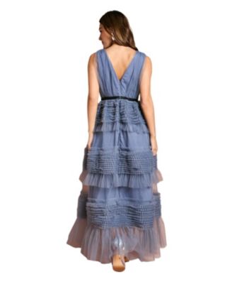 Women's Sleeveless Mesh Wrap Top Maxi Dress