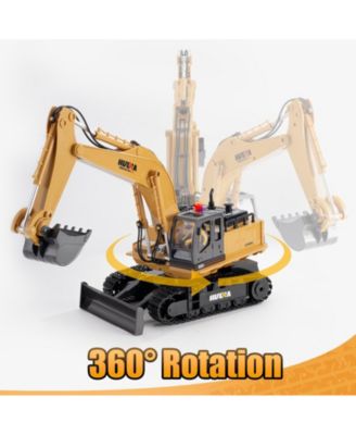 1:16 Kids' Play RC Excavators and Bulldozer Vehicles Toys with Metal Shovel/Spray/Lights/Sounds