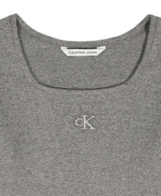 Girls 7-16 Metallic Printed Ribbed Square Neck T-Shirt