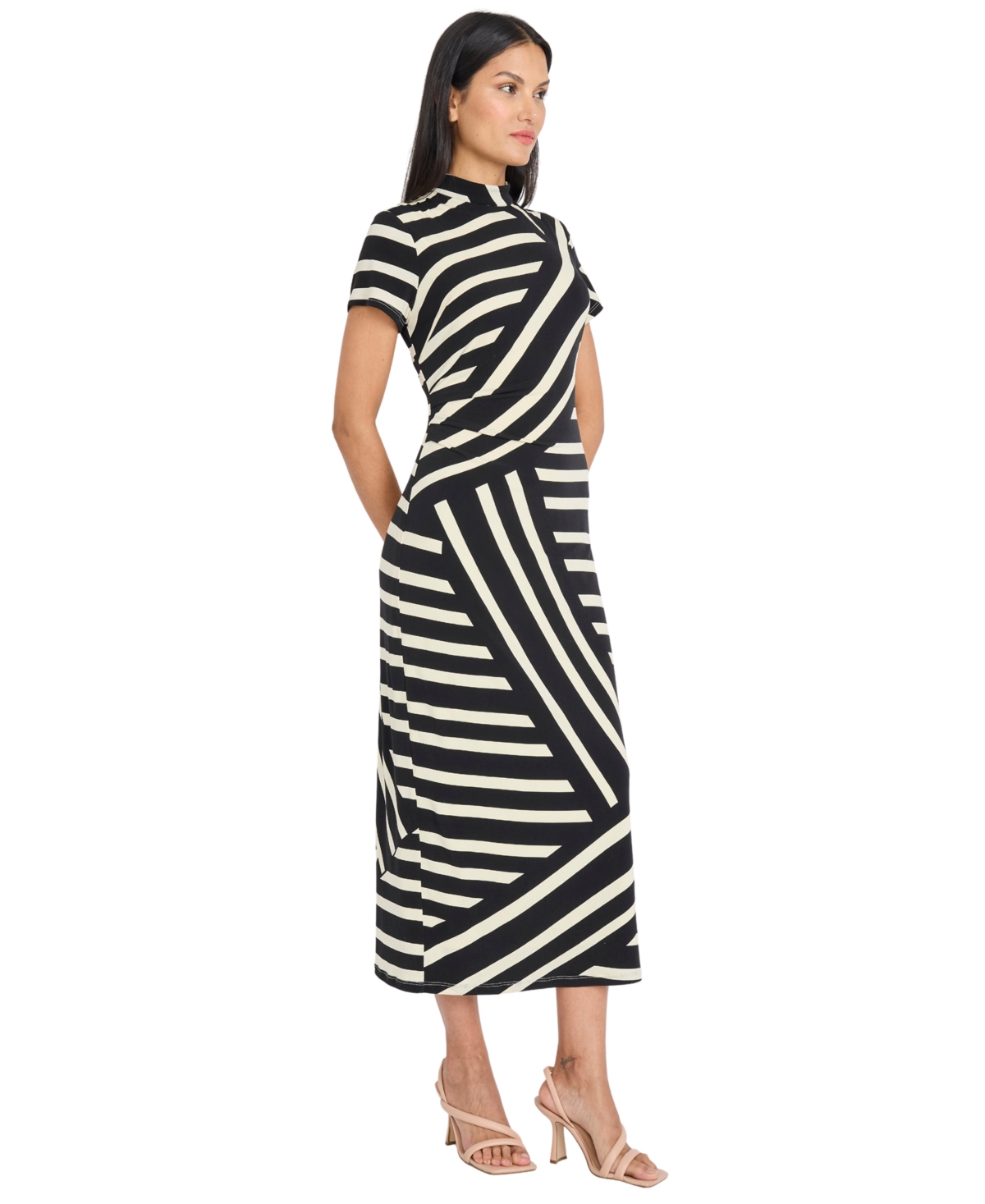 Donna Morgan Women's Mock Neck Short-Sleeve Dress