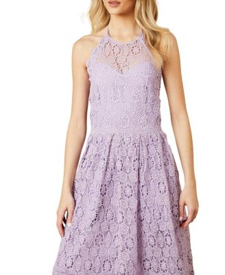 Women's Lace Detail Halterneck Midi Dress