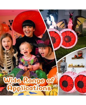 2 Pack 3 FT Halloween Inflatable Eyeballs w/ Air Blower & Red LED Lights