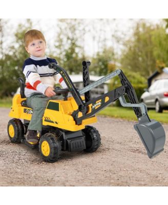 Kids Ride on Excavator Digger Electric Construction Vehicles with Lights & Music