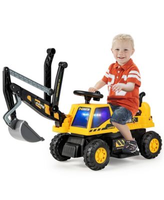 Kids Ride on Excavator Digger Electric Construction Vehicles with Lights & Music