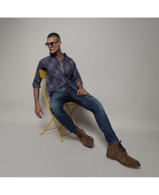 Men's Steel Blue Heathered Denim Check Shirt