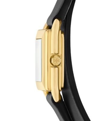 Women's The Kira Square Small Three Hand Black Leather, 19mm