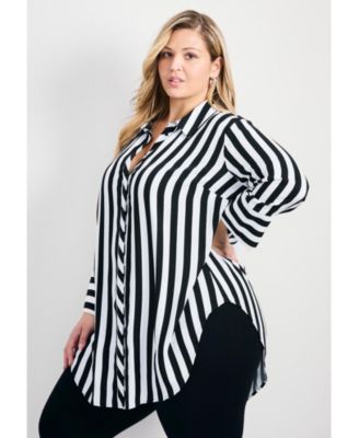 Women's Linear Longline Stripe Shirt