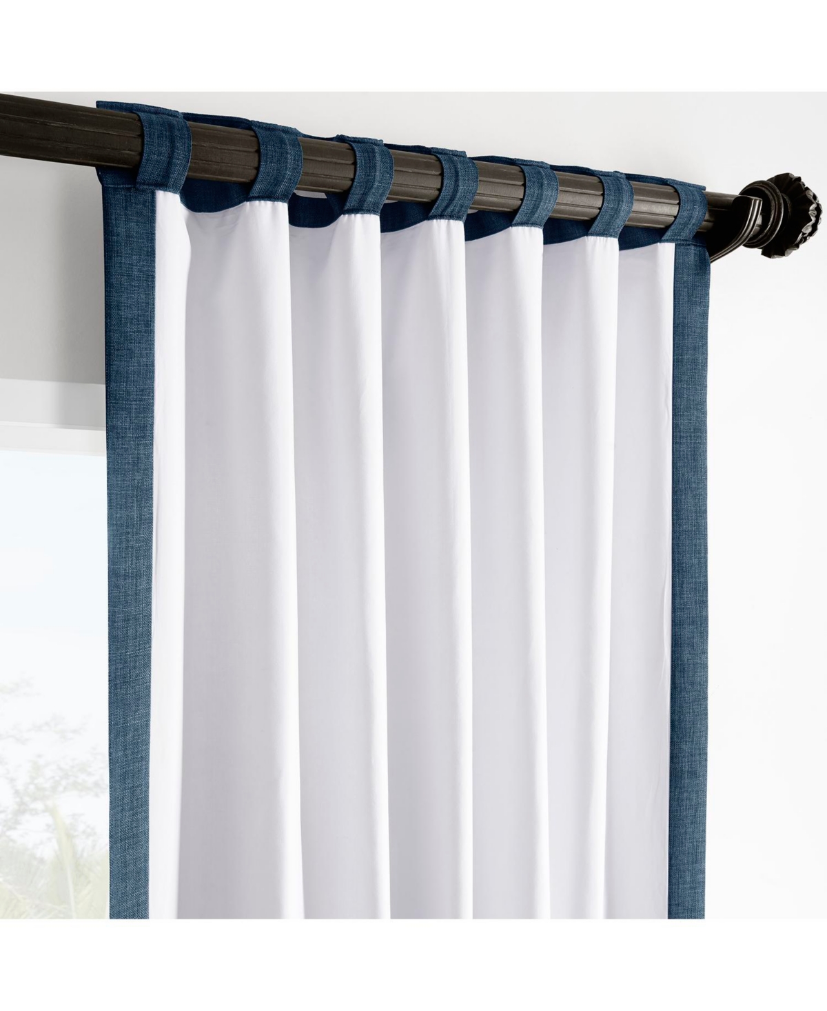 Half Price Drapes Sergeants Blue Italian Faux Linen Room Darkening Curtain