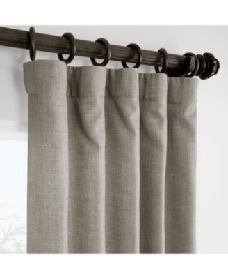 Fossil Grey Italian Faux Linen Room Darkening Curtain