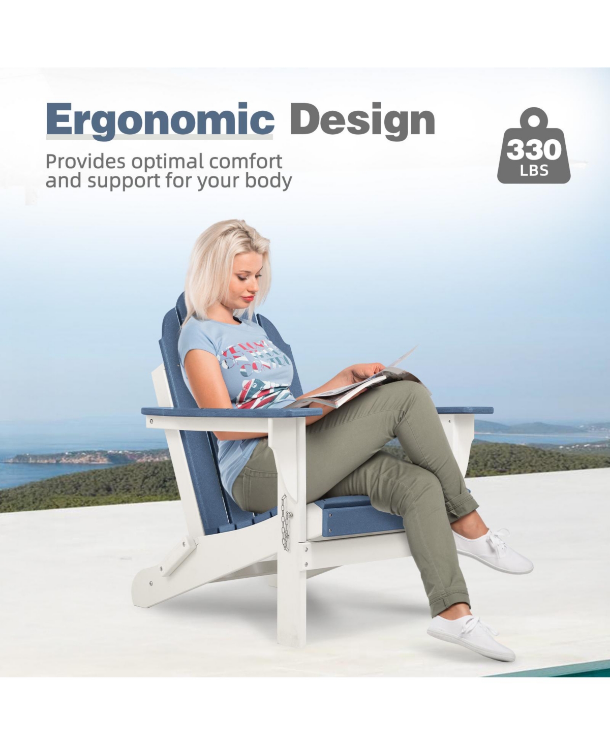 Aoodor Outdoor Folding Adirondack Chair