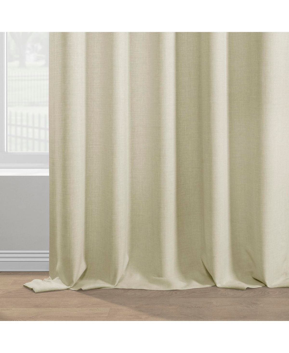 Half Price Drapes Gravity Ivory Italian Faux Linen Room Darkening Curtain