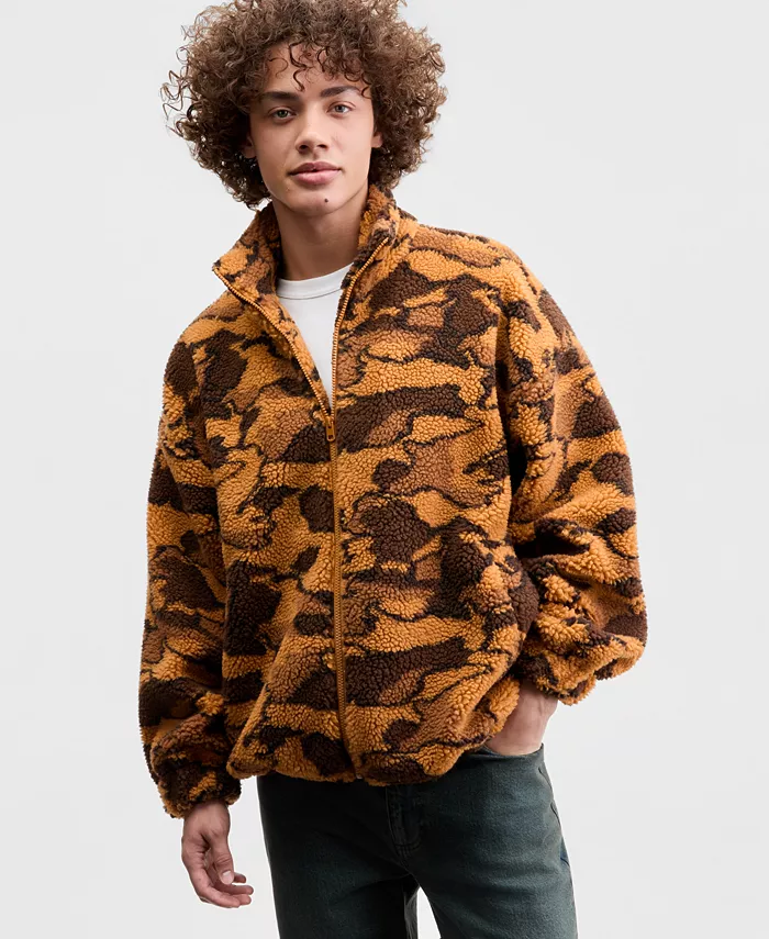 Men's Jacquard Faux-Sherpa Jacket