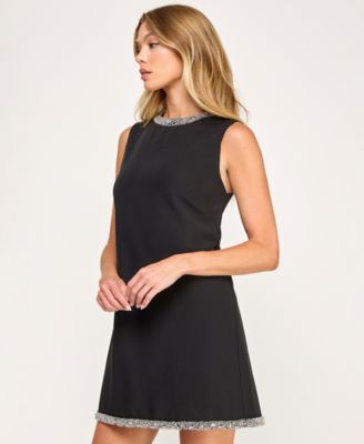 Juniors' Jewel Round Neck Mini Dress