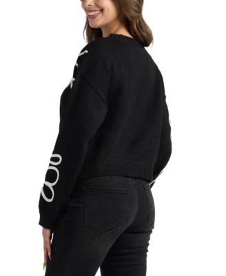 Juniors' Cropped Pull-On Long-Sleeve Sweater