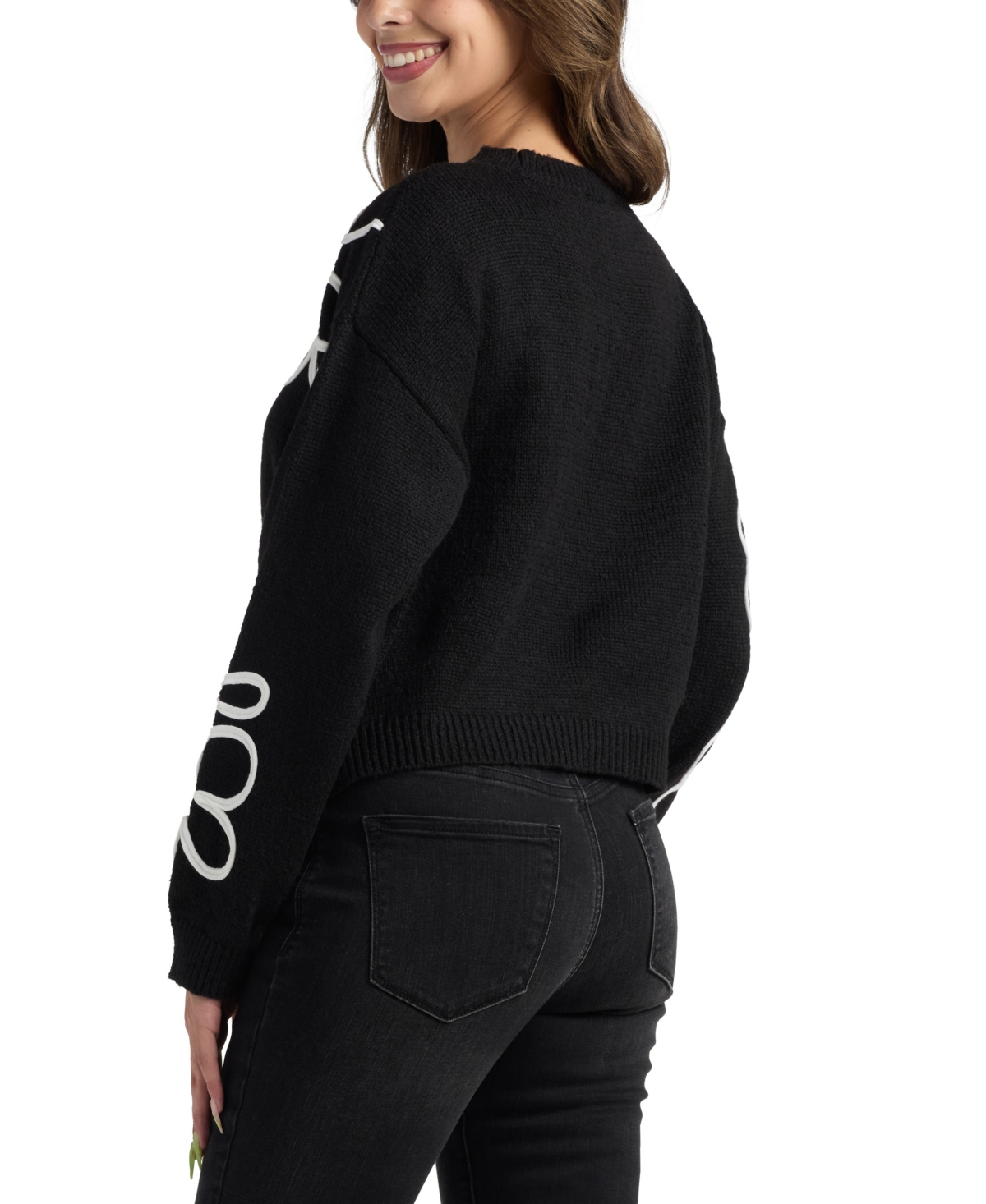 Bcx Juniors' Cropped Pull-on Long-sleeve Sweater In Black