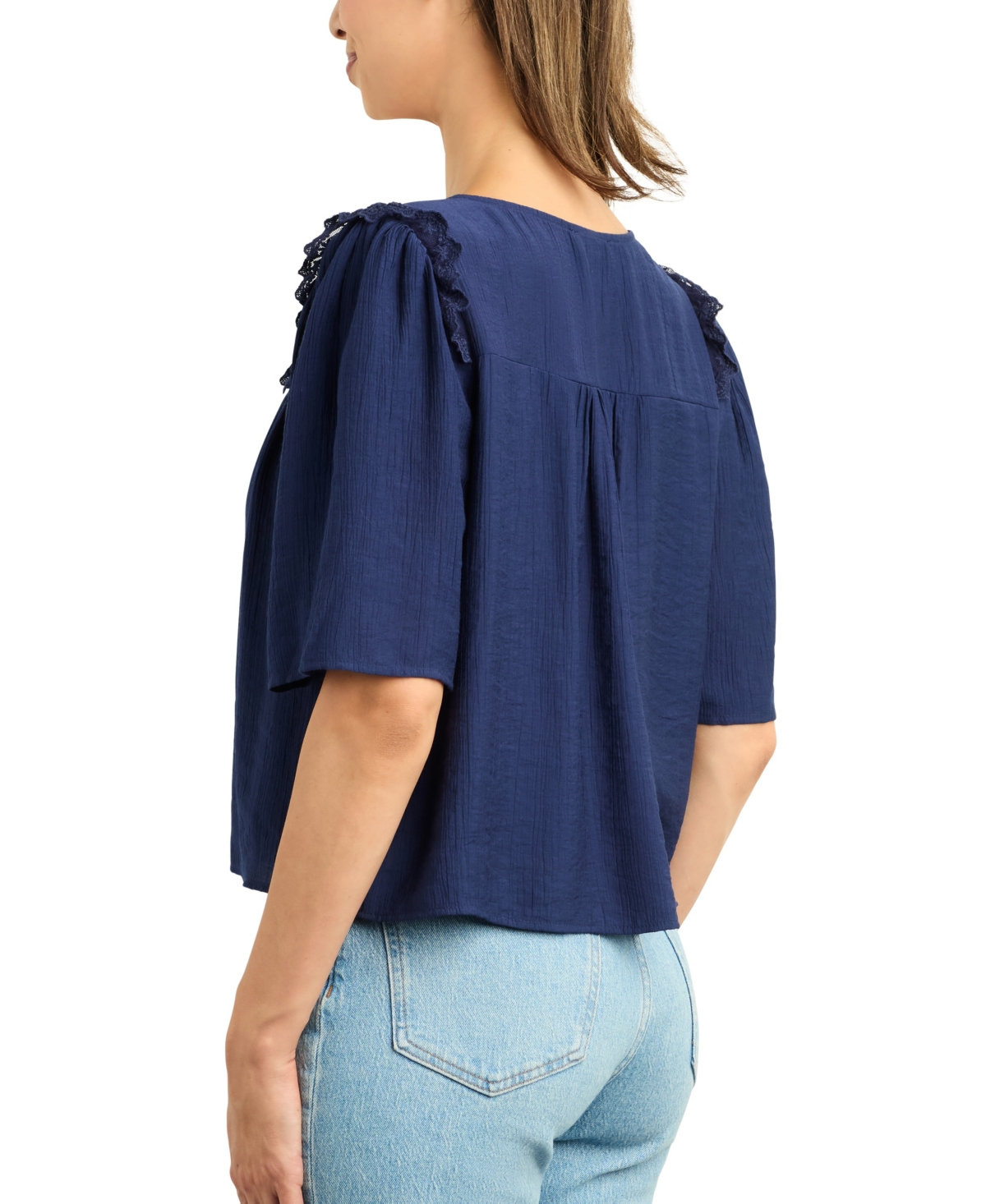 Bcx Juniors' Resort Solid Crinkle V-Neck Top