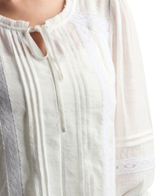 Juniors' Textured Tie Neck Top