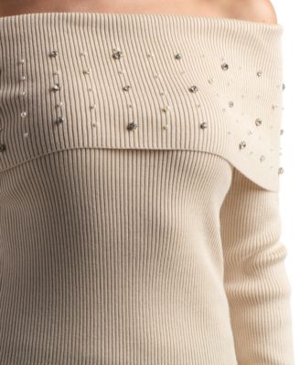 Juniors' Off-The-Shoulder Pull-On Sweater