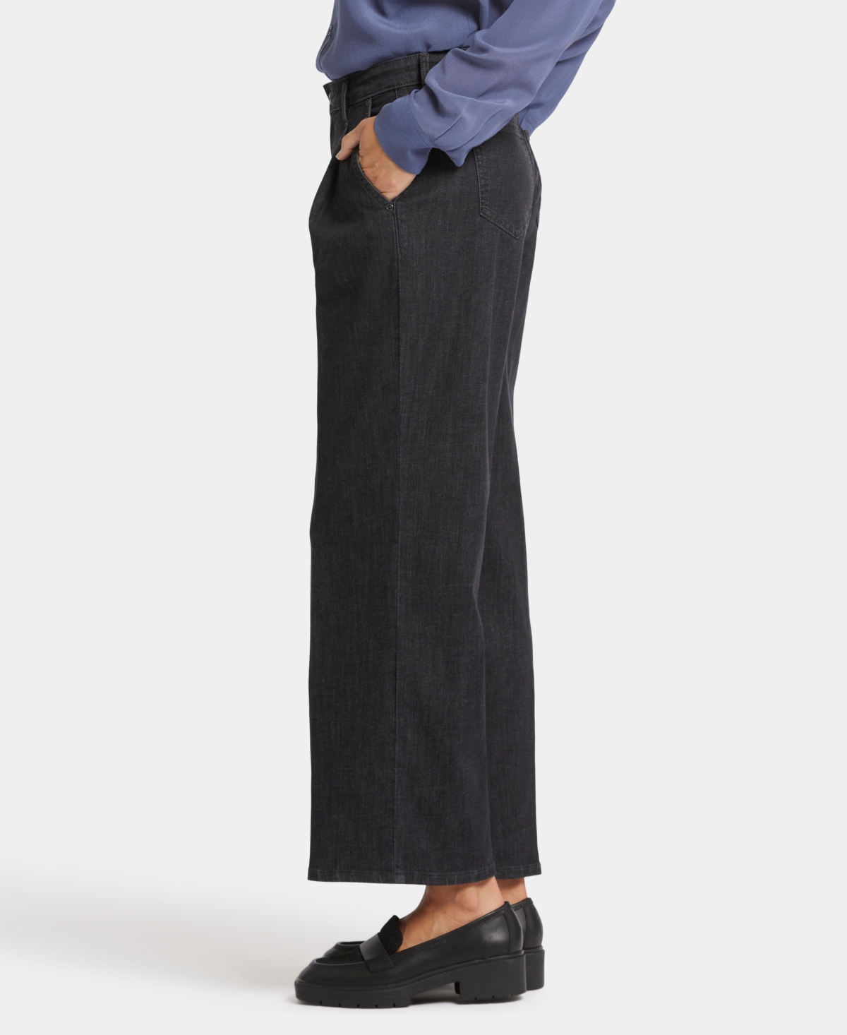 Nydj Teresa Ankle Wide Leg Jeans In Eternity In Black