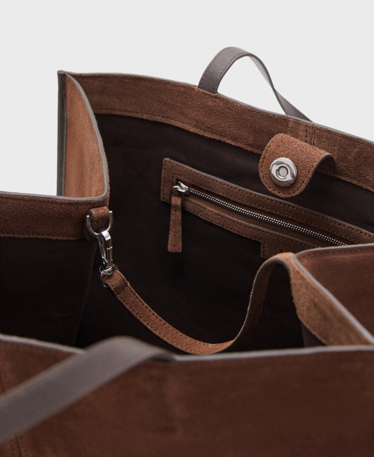 Mango Women's Suede Leather Shopper Bag In Brown