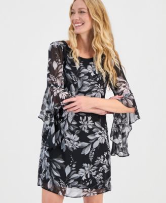 Women's Chiffon Bell-Sleeve Dress
