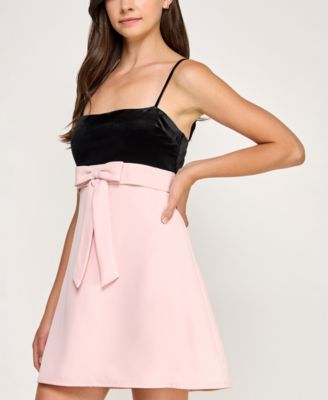 Juniors' Bow Detail A-Line Dress