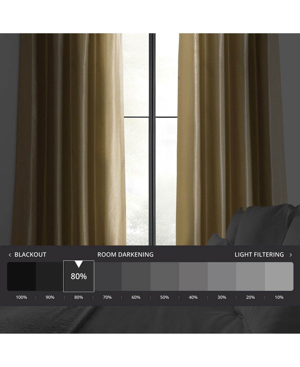 Half Price Drapes Flax Gold Ruched Vintage Textured Faux Dupioni Silk Curtain