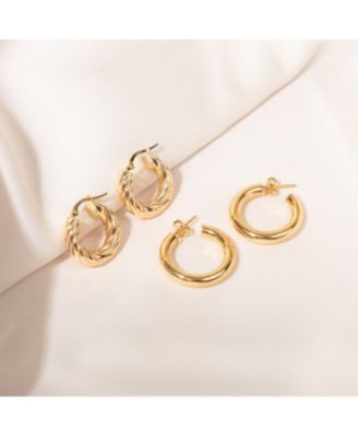 Croissant Hoop Earrings 14K Gold