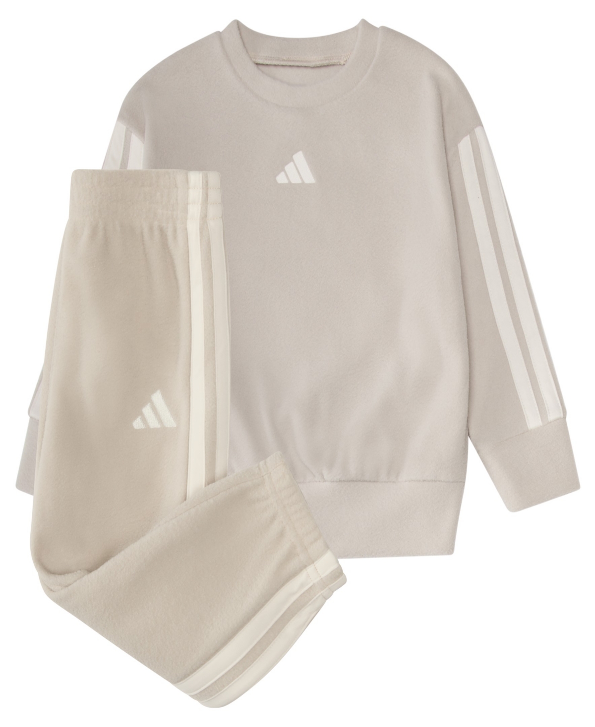 Adidas Originals Baby Boys 2-piece Winterized Pull-on Sweatshirt And Joggers Set In Brown