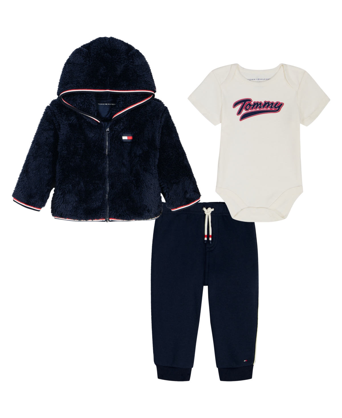 Tommy Hilfiger Baby Boys 3-Piece Hoodie, Bodysuit, and Pants Set