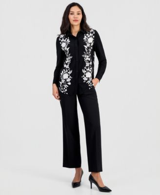 Women's Floral Long-Sleeve Button-Down Shirt