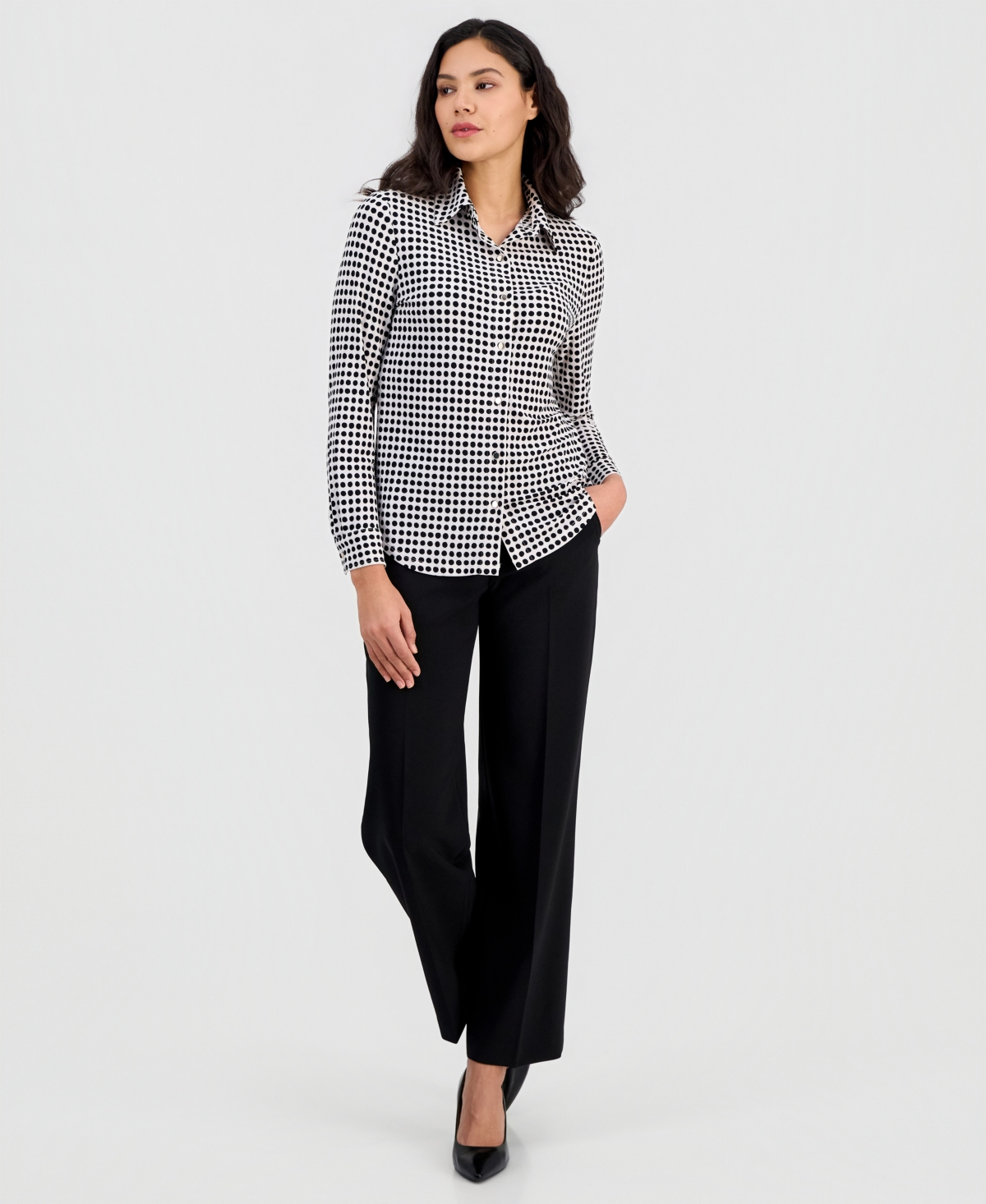 Anne Klein Women's Printed Button-Front Shirt