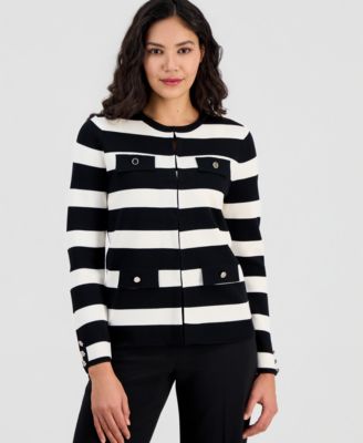 Women's Stripe Kissing-Front Cardigan