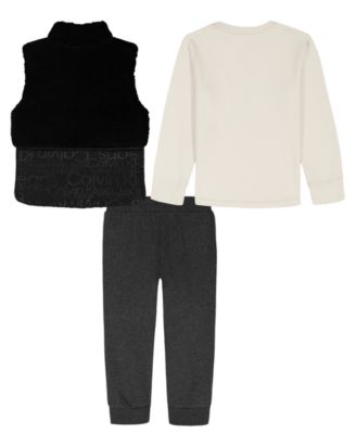 Boys' 2T-7 Stand Collar Vest, T-Shirt and Joggers, 3-Piece Set