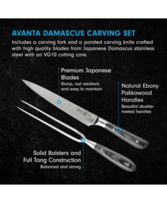 Avanta Damascus 2 Pc Carving Set
