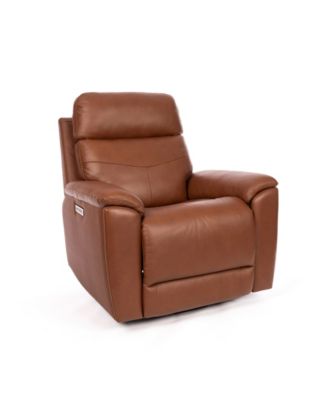 39" Leather Rex Power Swivel Gliding Recliner with Power Headrest Lumbar