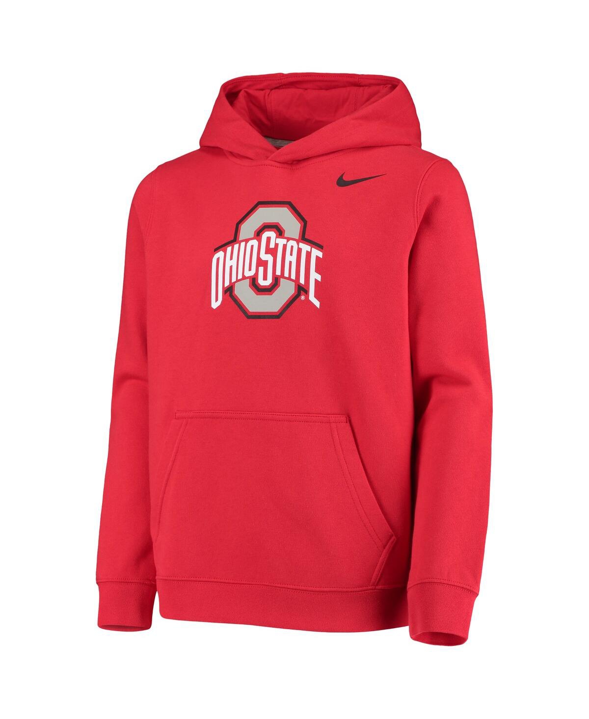 Nike Big Boys and Girls Scarlet Ohio State Buckeyes Stadium Club Fleece Pullover Hoodie
