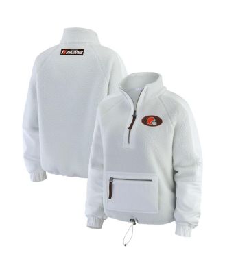 WEAR by Erin Andrews - Women's White Cleveland Browns Polar Fleece Half-Zip Jacket