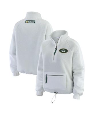 WEAR by Erin Andrews - Women's White Green Bay Packers Polar Fleece Half-Zip Jacket