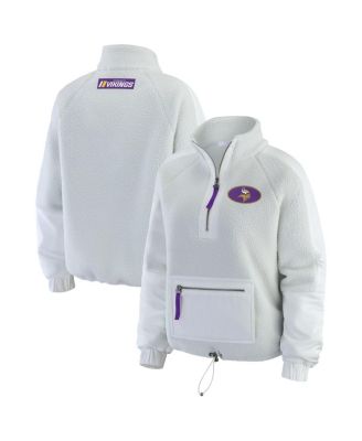 WEAR by Erin Andrews - Women's White Minnesota Vikings Polar Fleece Half-Zip Jacket