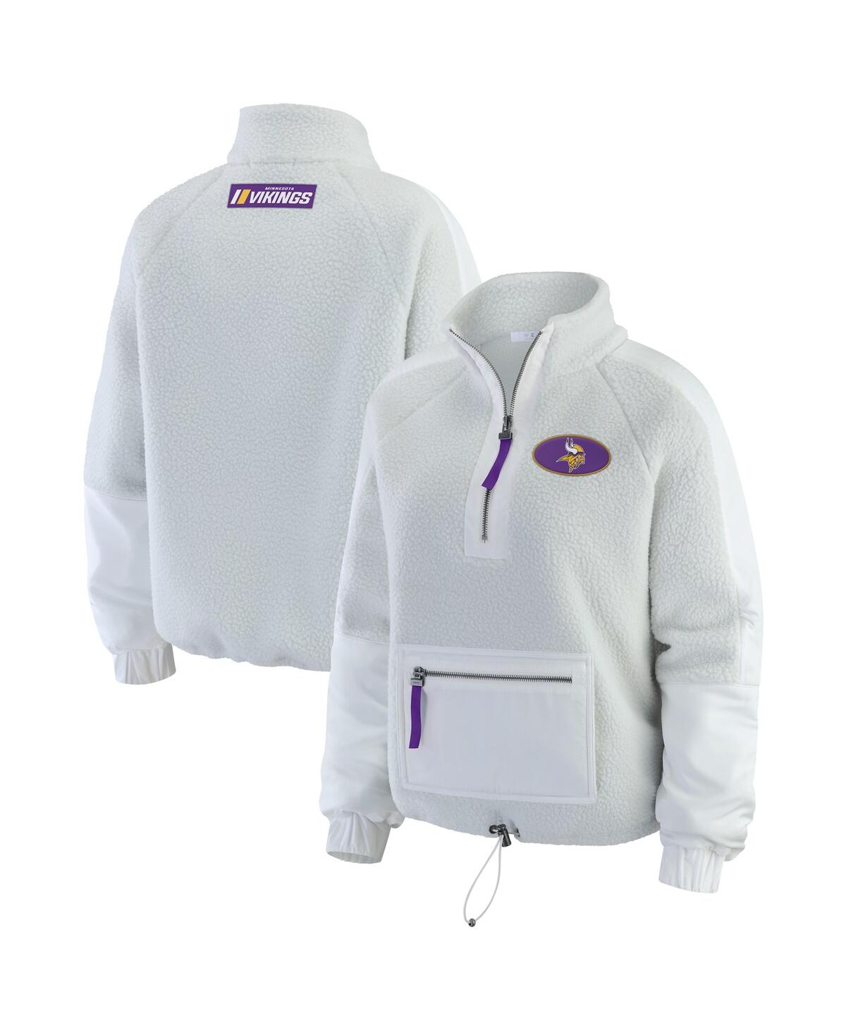 Wear by Erin Andrews Women's White Minnesota Vikings Polar Fleece Half-Zip Jacket