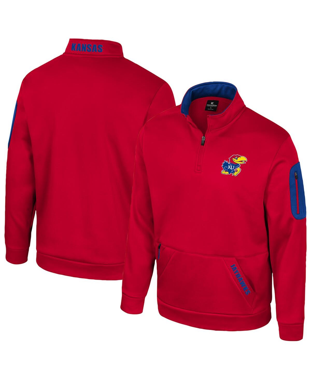 Colosseum Men's Red Kansas Jayhawks Mainframe Quarter-Zip Fleece Jacket