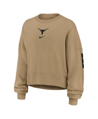 Nike - Women's Tan Texas Longhorns Oversized Phoenix 2-Hit Pullover Sweatshirt