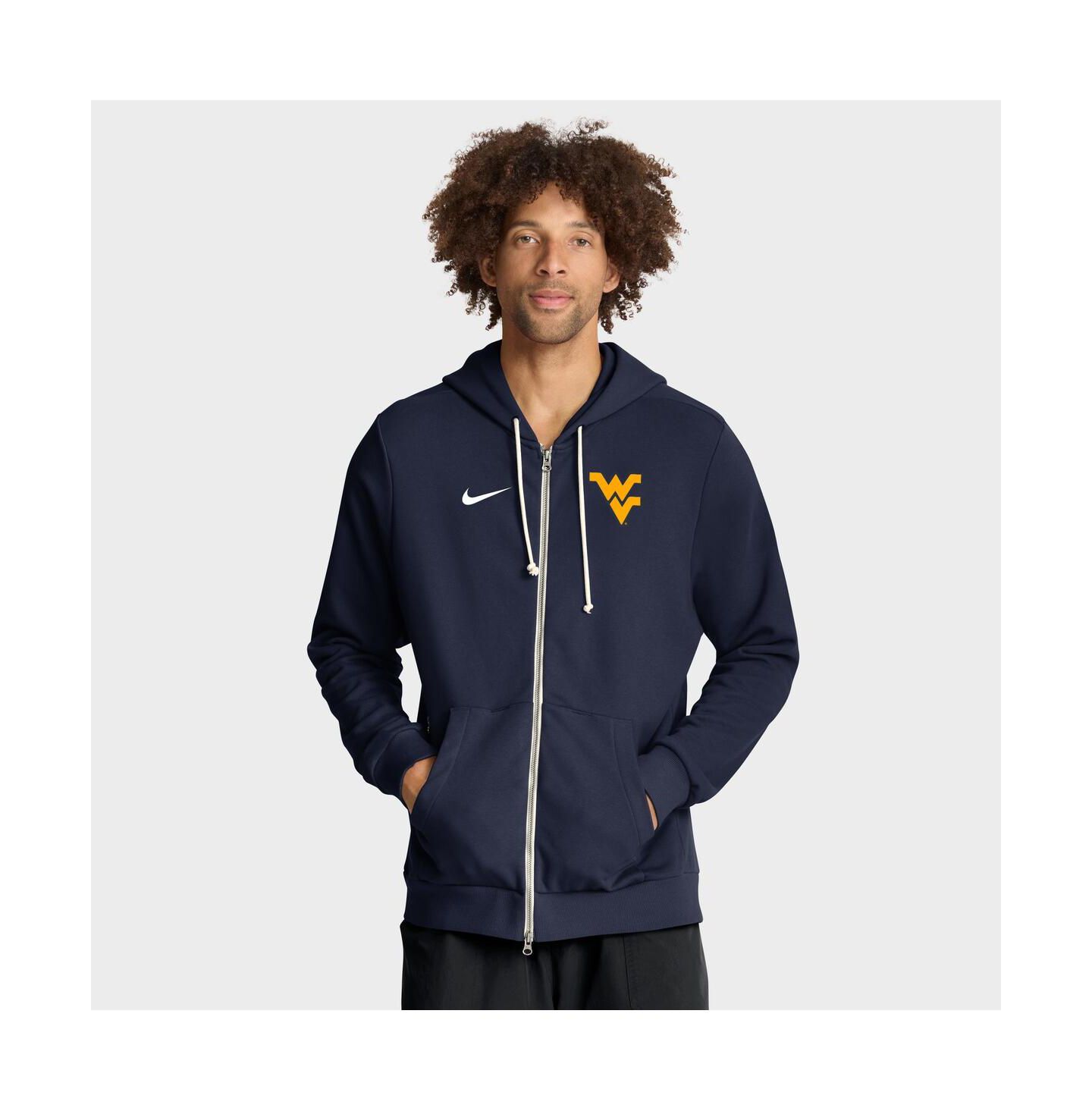 Мужское худи Nike Navy West Virginia Mountaineers 2025 Sideline Standard Issue Dri-FIT Full-Zip — фото 1
