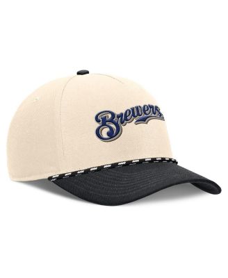 Men's Natural/Black Milwaukee Brewers Cooperstown Collection Rise Adjustable Hat