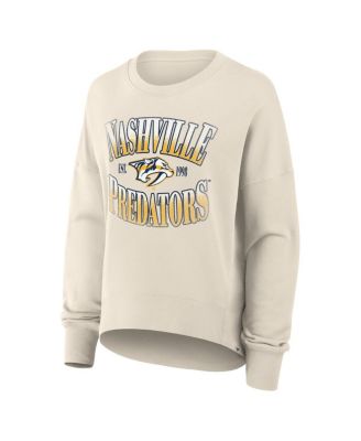 Women's Cream Nashville Predators Oversized Slice Pullover Sweatshirt