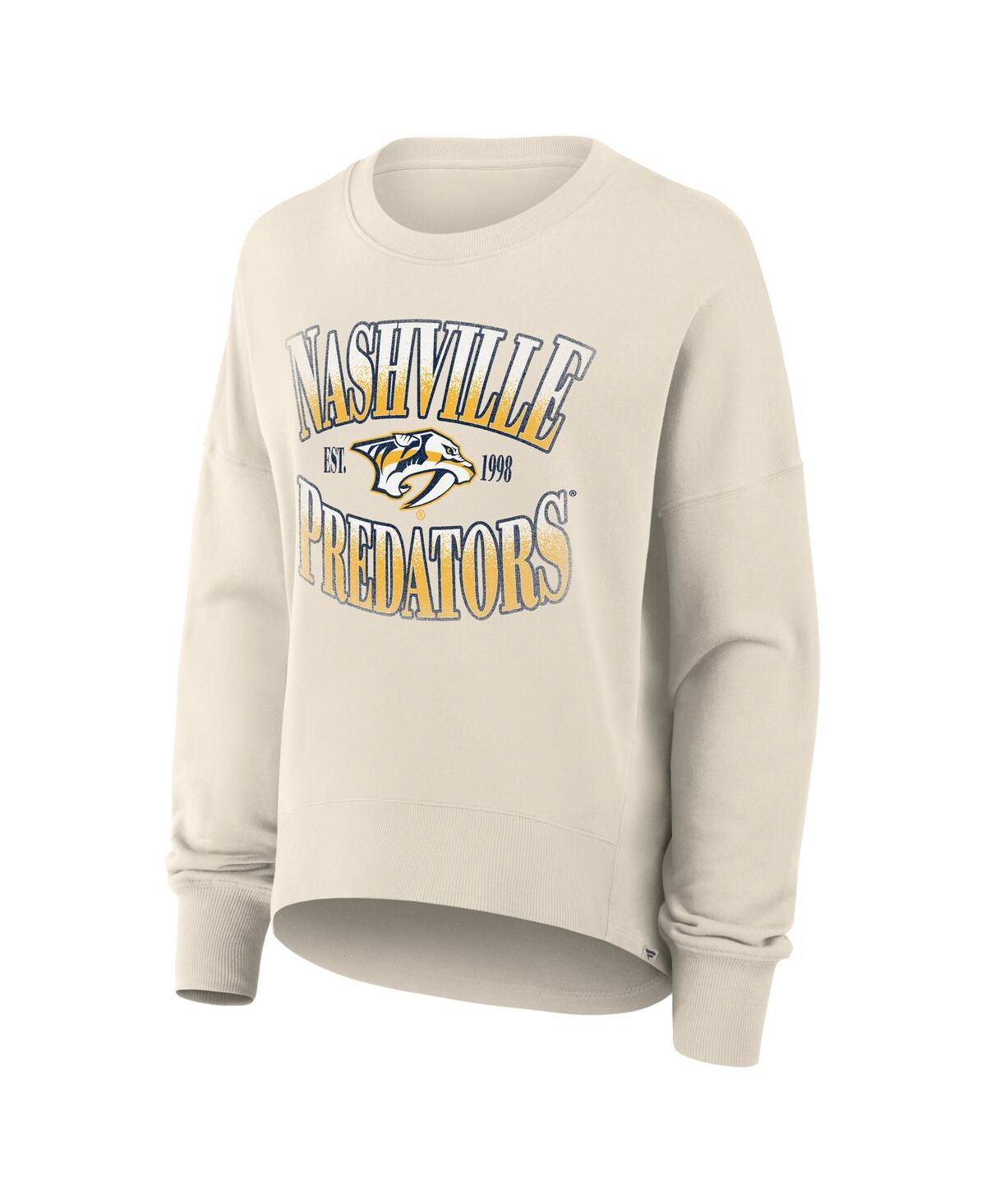 Fanatics Women's Cream Nashville Predators Oversized Slice Pullover Sweatshirt