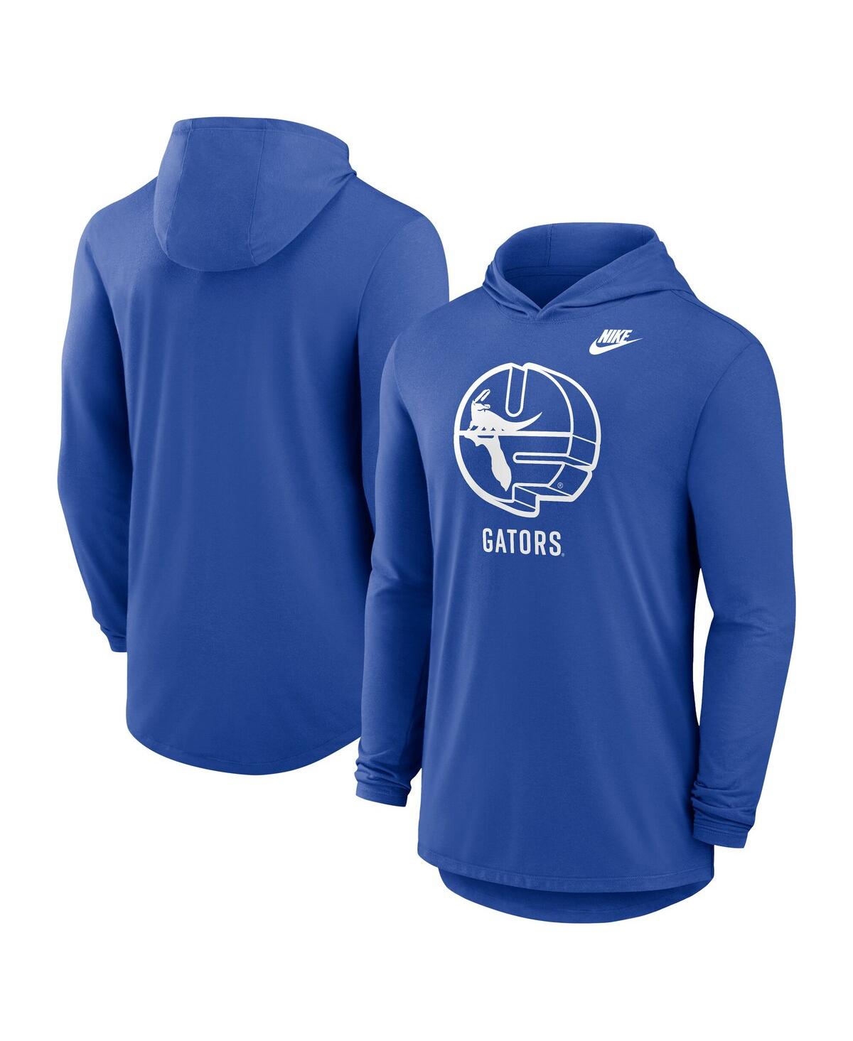 Nike Men's Royal Florida Gators Legacy Tri-Blend Dri-fit Long Sleeve Hoodie T-Shirt